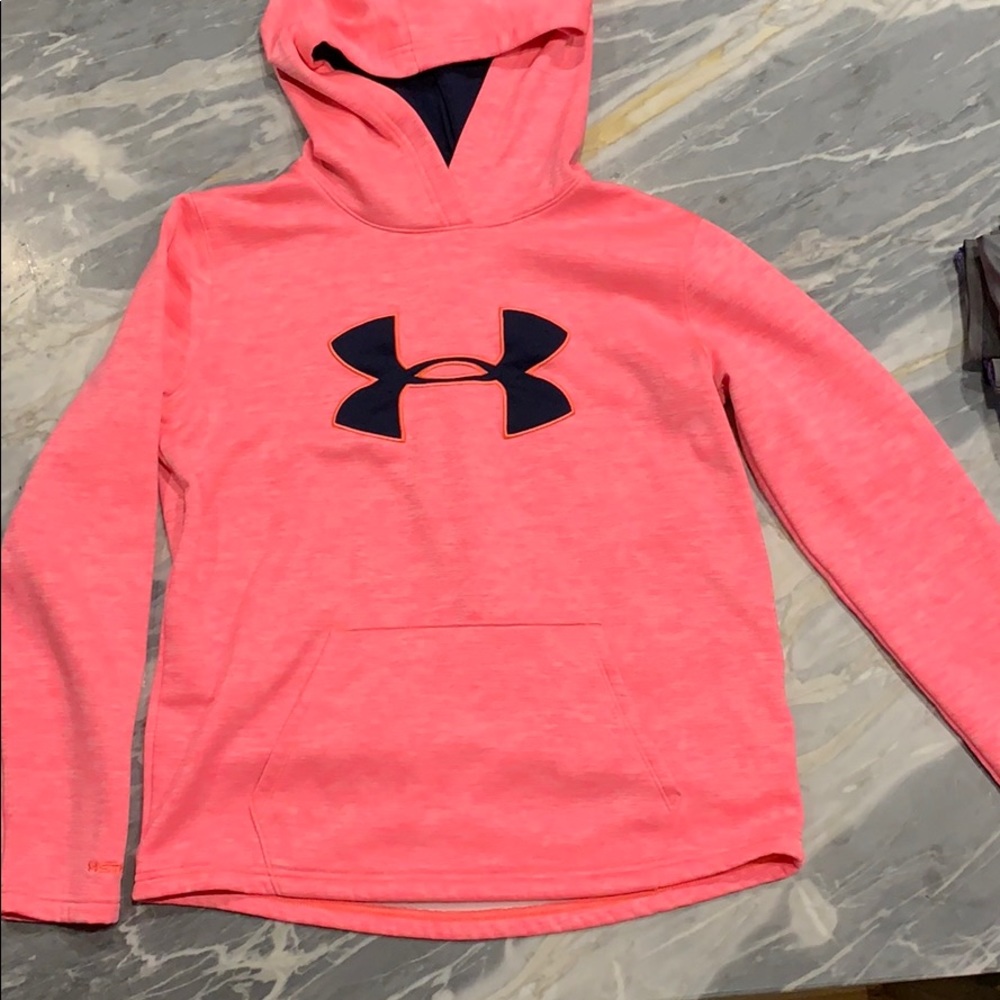 Pink and navy blue under Armour sweatshirt